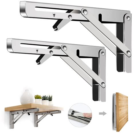 brushed metal shelf brackets|stainless steel folding shelf bracket.